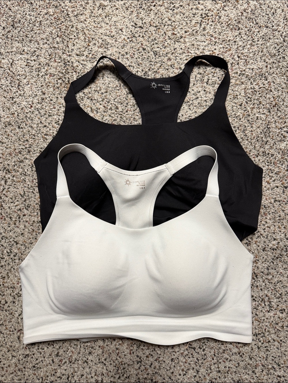 aerie Seamless Racerback Sports Bras - Black & White